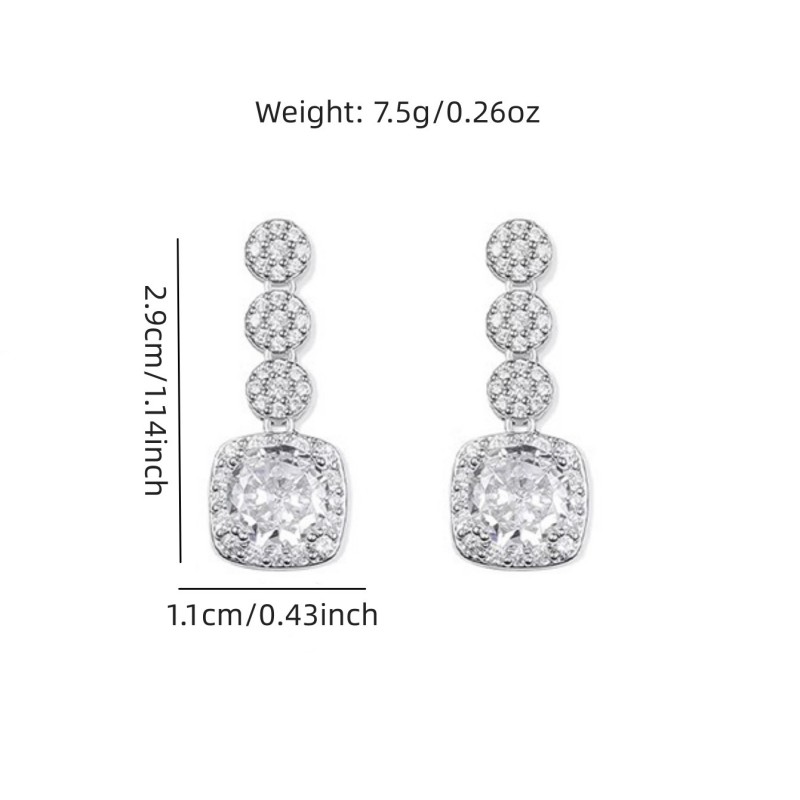 Geometric Electroplated White K Plated Copper Stud Earrings For Women With Rhinestone Inlay 4