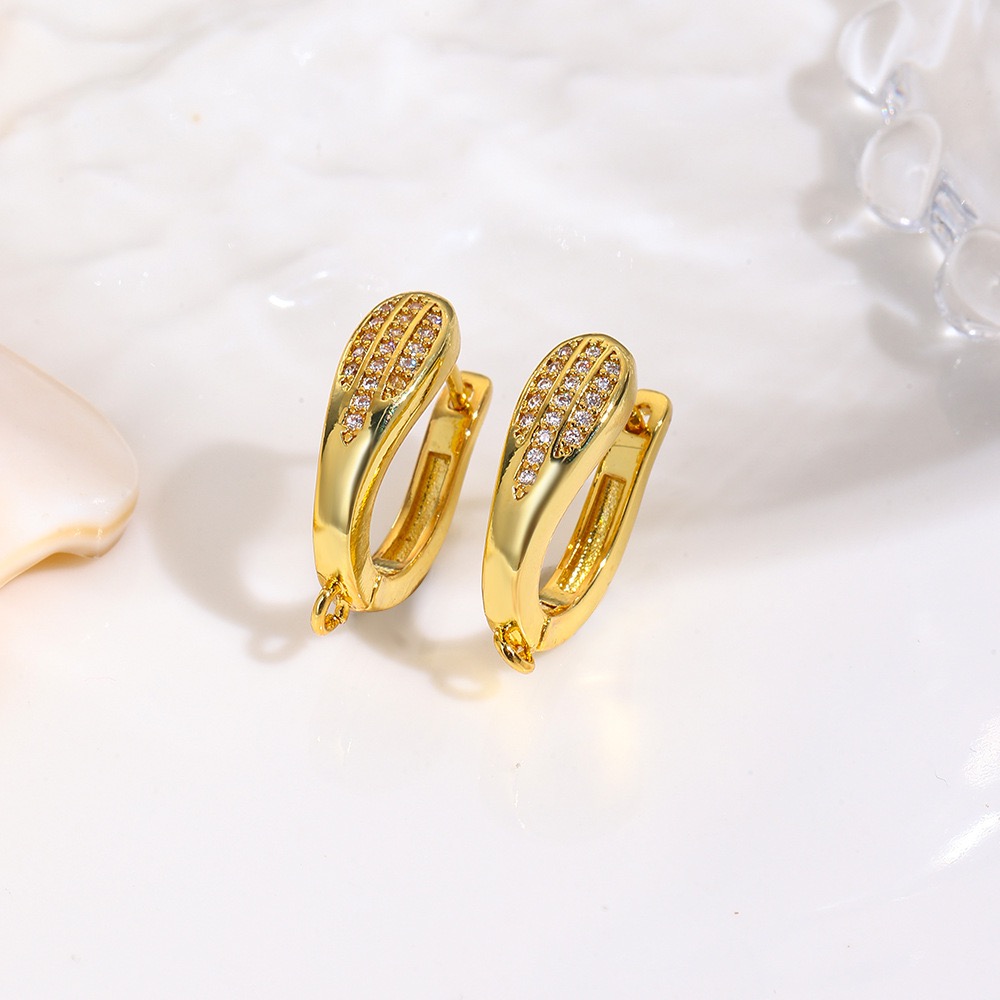 Three-dimensional Geometric Ear Hook For Women, Copper Material With Golden Water Plating And Zircon Inlay 3