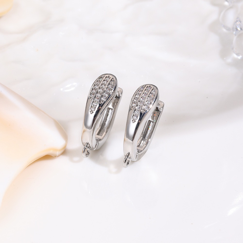 Three-dimensional Geometric Ear Hook For Women, Copper Material With Golden Water Plating And Zircon Inlay 4