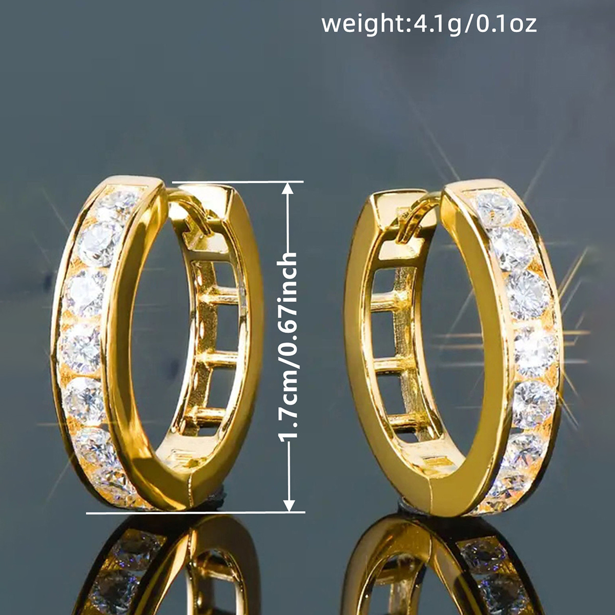Geometric Earrings For Women With Claw Setting, Copper Material, KC Golden Water Plating, And Zircon Inlay 5