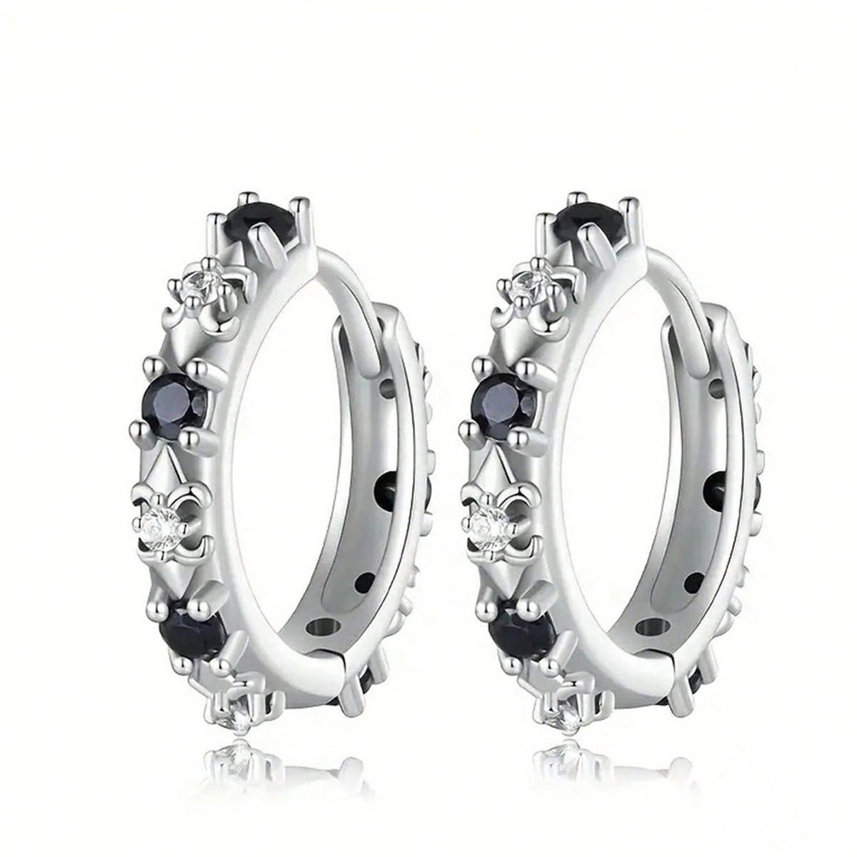 Geometric Earrings For Women With Claw Setting, Copper Material, White K Water Plated Finish, Featuring Zircon Inlay 2