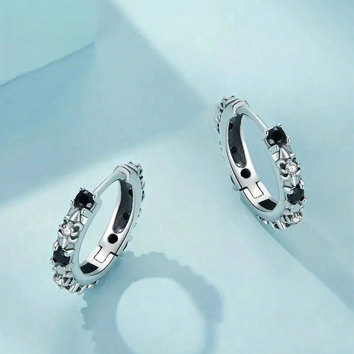 Geometric Earrings For Women With Claw Setting, Copper Material, White K Water Plated Finish, Featuring Zircon Inlay 3