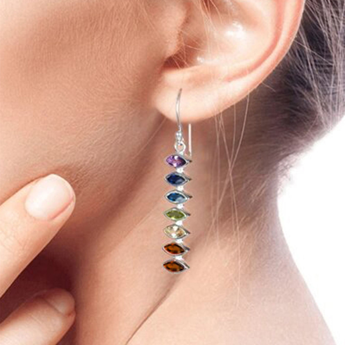 Geometric Earrings For Women With Claw Setting, Copper Base, White K Water Plated Finish, And Zircon Inlay 4