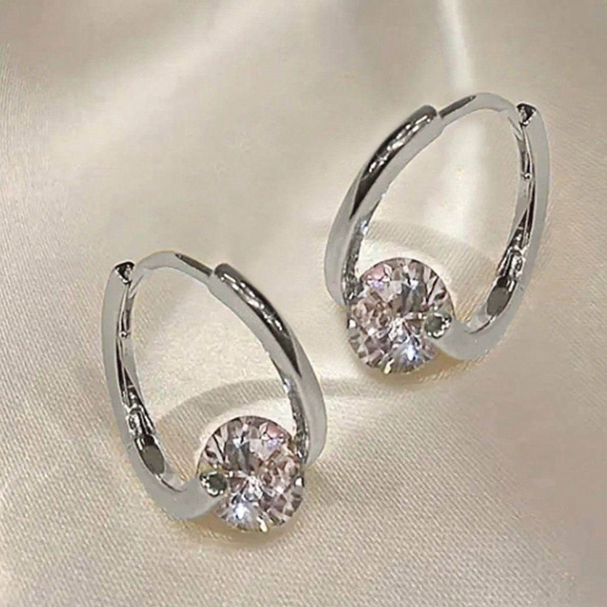 Geometric Earrings For Women With Claw Setting, Copper Base, KC Golden Water Plating, And Zircon Inlay 4