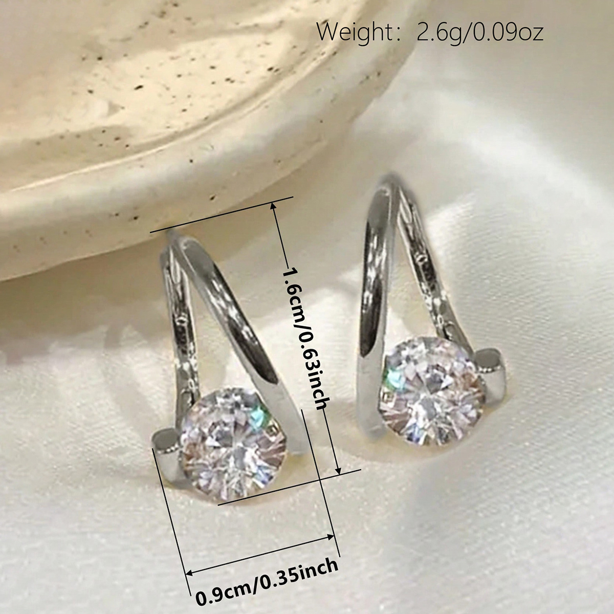 Geometric Earrings For Women With Claw Setting, Copper Base, KC Golden Water Plating, And Zircon Inlay 9
