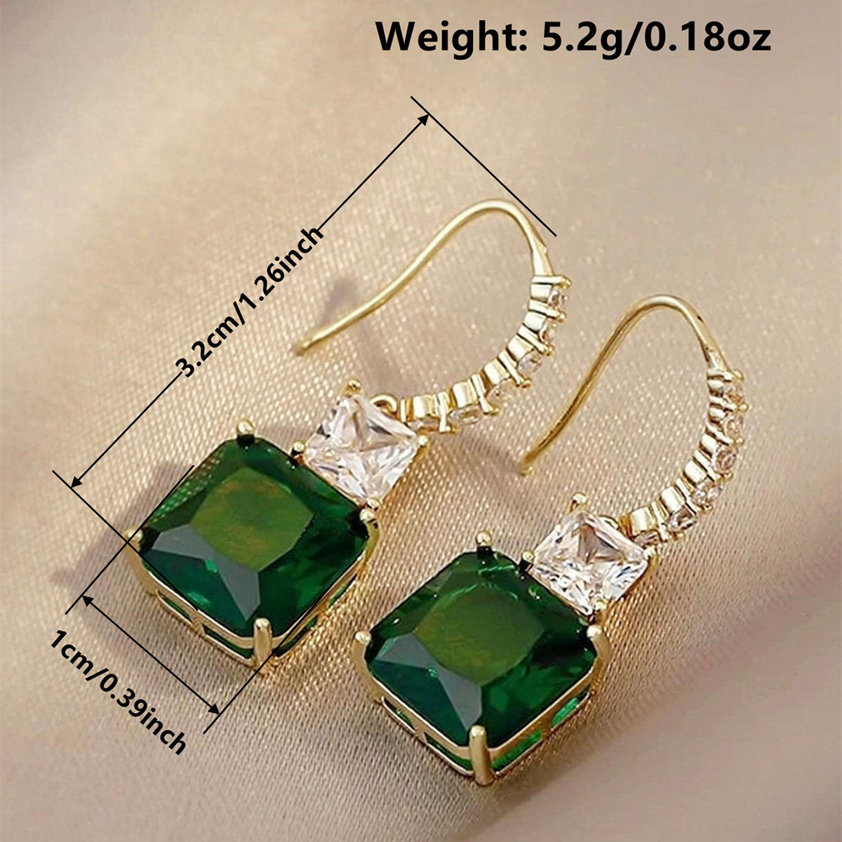 Geometric Earrings For Women With Claw Setting, Copper Material, KC Golden Plated Water Plating, And Zircon Inlay 4