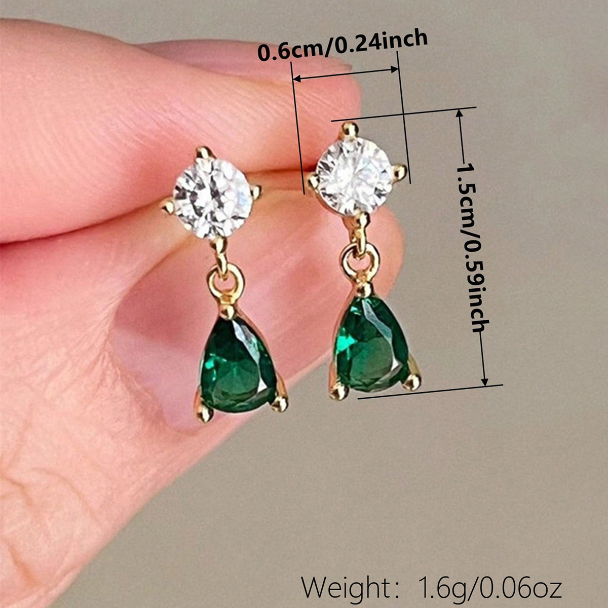 Geometric Earrings For Women With Claw Setting, Copper Base, KC Golden Water Plating, And Zircon Inlay 5