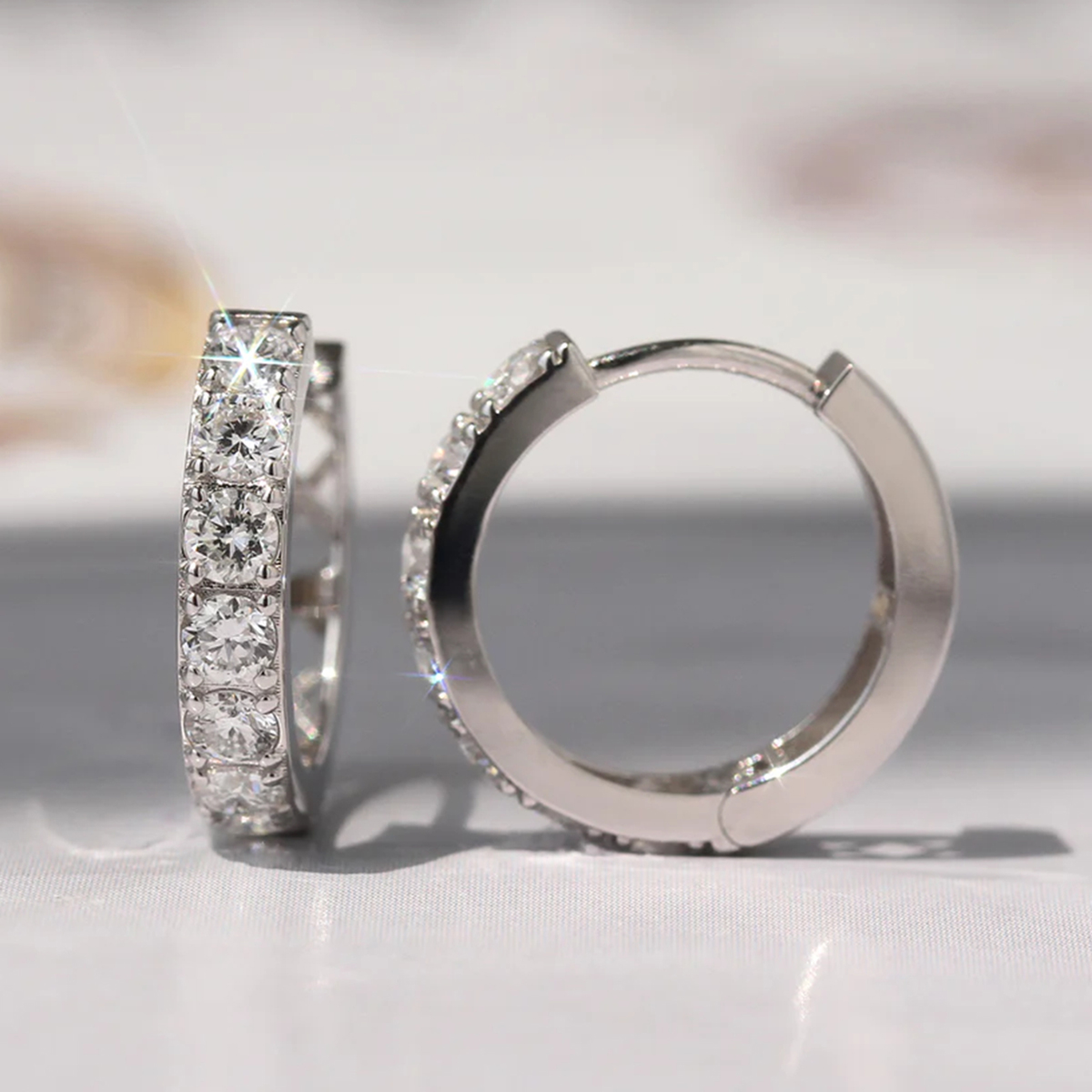 Geometric Earrings For Women With Claw Setting, White K Plated Copper, Water Plating, And Zircon Inlay 2