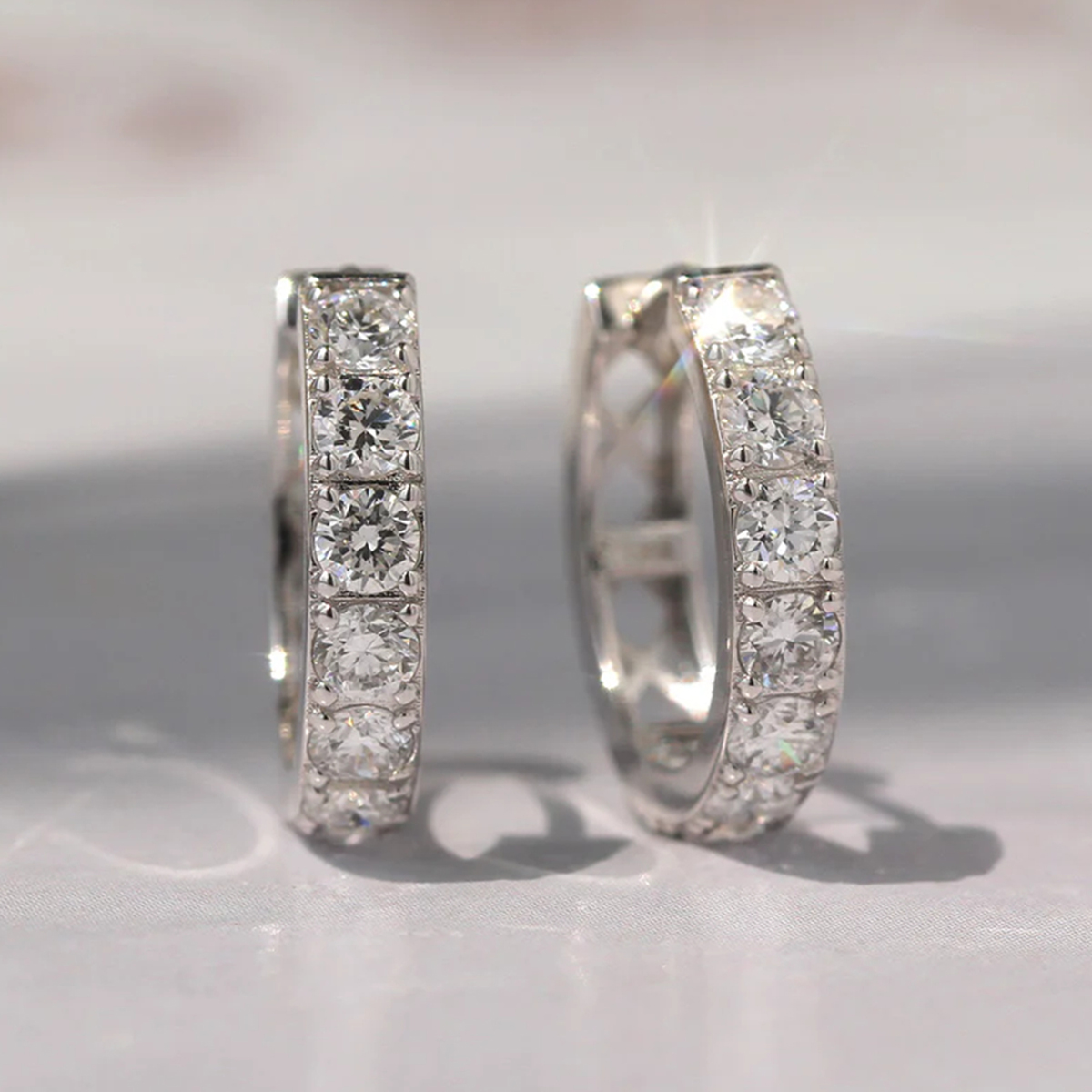 Geometric Earrings For Women With Claw Setting, White K Plated Copper, Water Plating, And Zircon Inlay 4