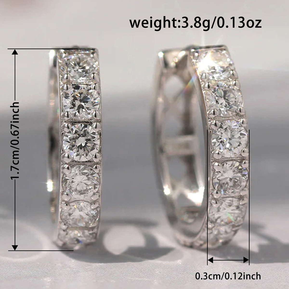 Geometric Earrings For Women With Claw Setting, White K Plated Copper, Water Plating, And Zircon Inlay 5