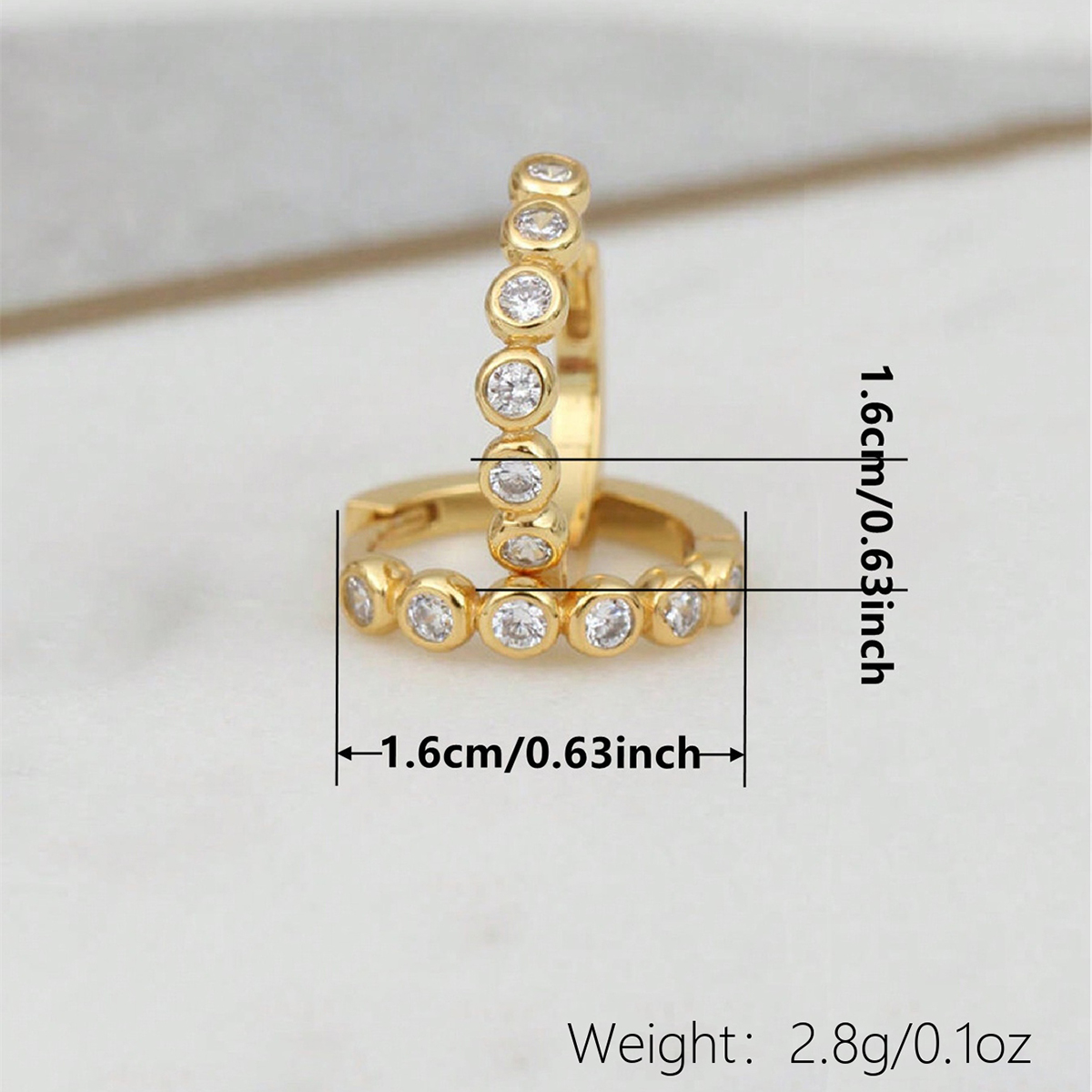 Geometric Earrings For Women With Claw Setting, Copper Base, KC Golden Plated Water Plating, Featuring Zircon Inlay 4