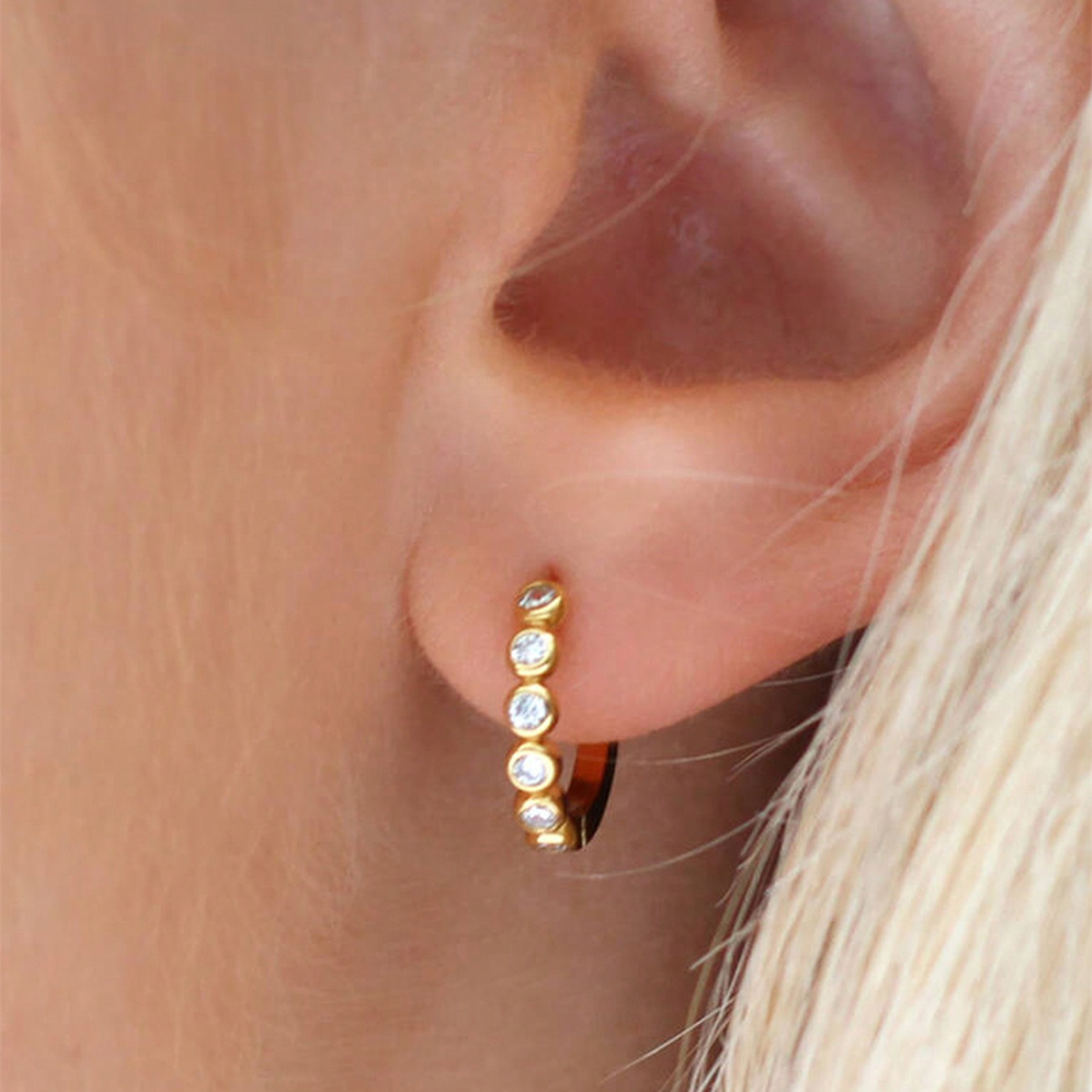 Geometric Earrings For Women With Claw Setting, Copper Base, KC Golden Plated Water Plating, Featuring Zircon Inlay 6