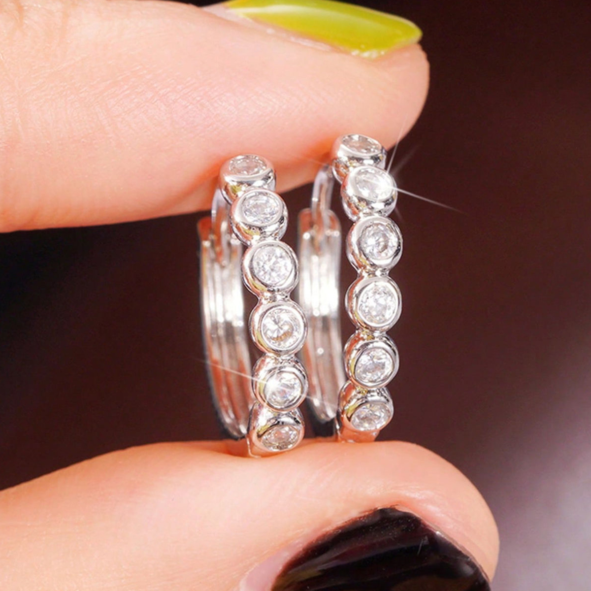 Geometric Earrings For Women With Claw Setting, Copper Base, KC Golden Plated Water Plating, Featuring Zircon Inlay 9
