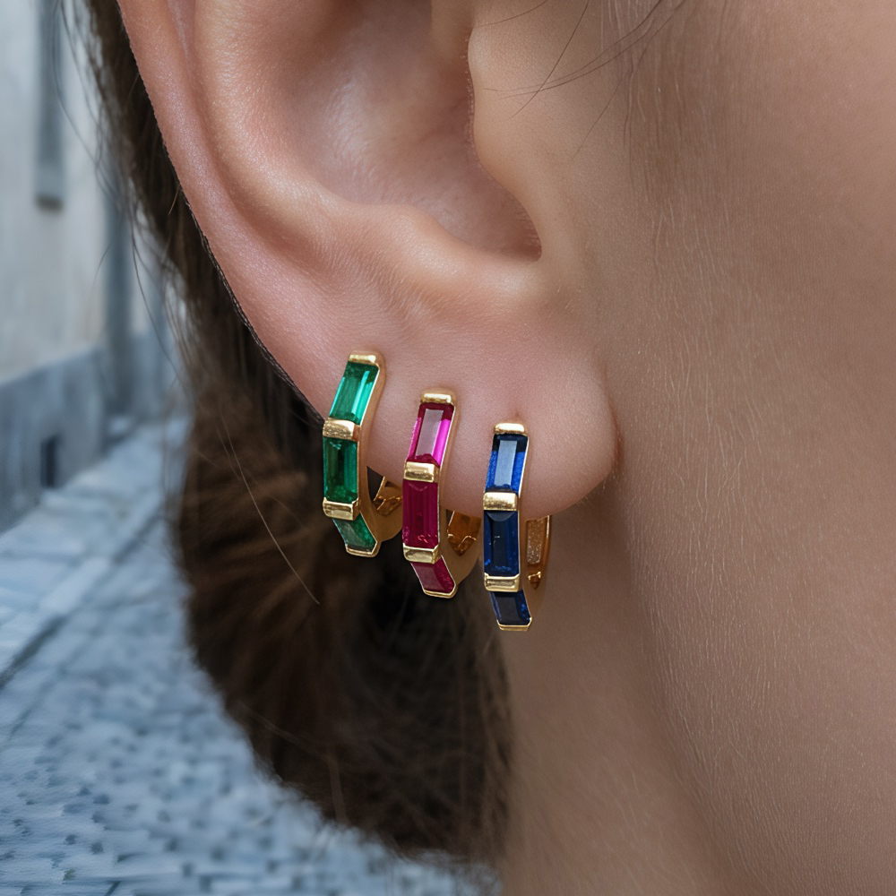 Geometric Earrings For Women With Claw Setting, Electroplated Copper, And 18K Real Gold Plated Featuring Zircon Inlay