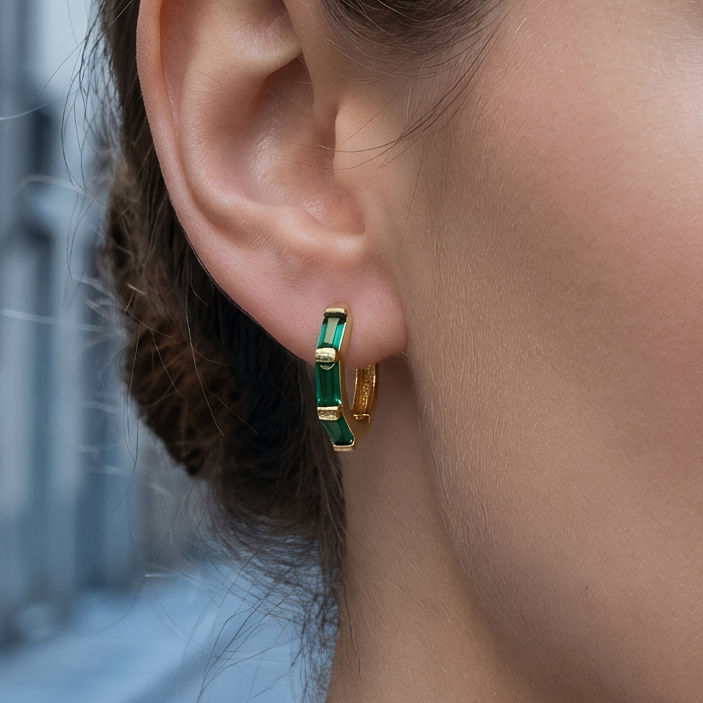 Geometric Earrings For Women With Claw Setting, Electroplated Copper, And 18K Real Gold Plated Featuring Zircon Inlay 2