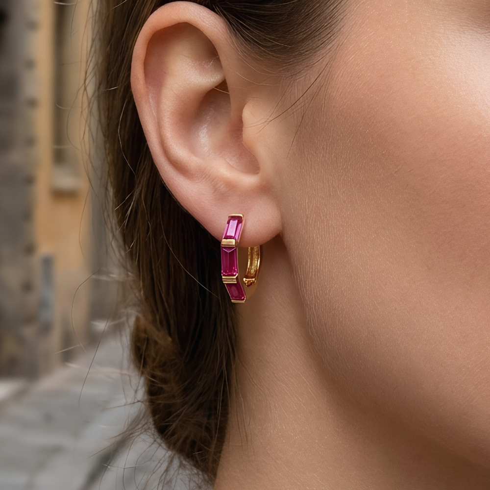 Geometric Earrings For Women With Claw Setting, Electroplated Copper, And 18K Real Gold Plated Featuring Zircon Inlay 3
