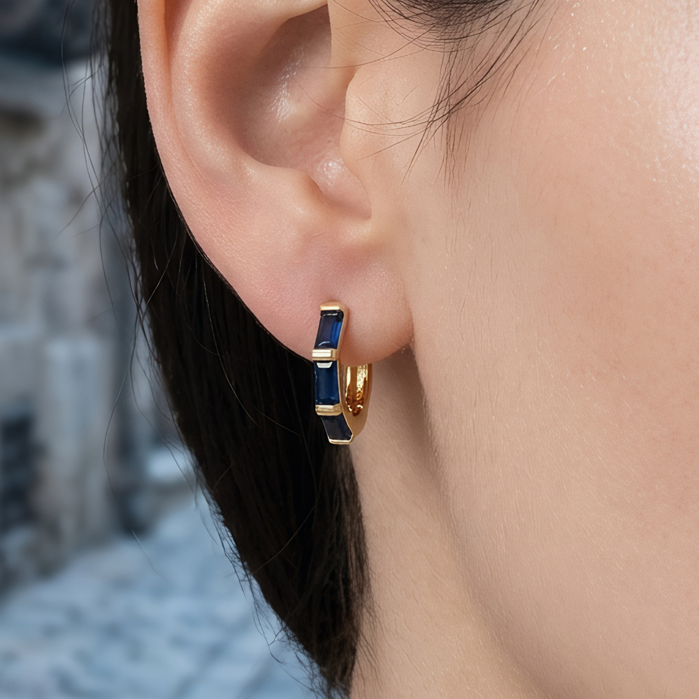 Geometric Earrings For Women With Claw Setting, Electroplated Copper, And 18K Real Gold Plated Featuring Zircon Inlay 4