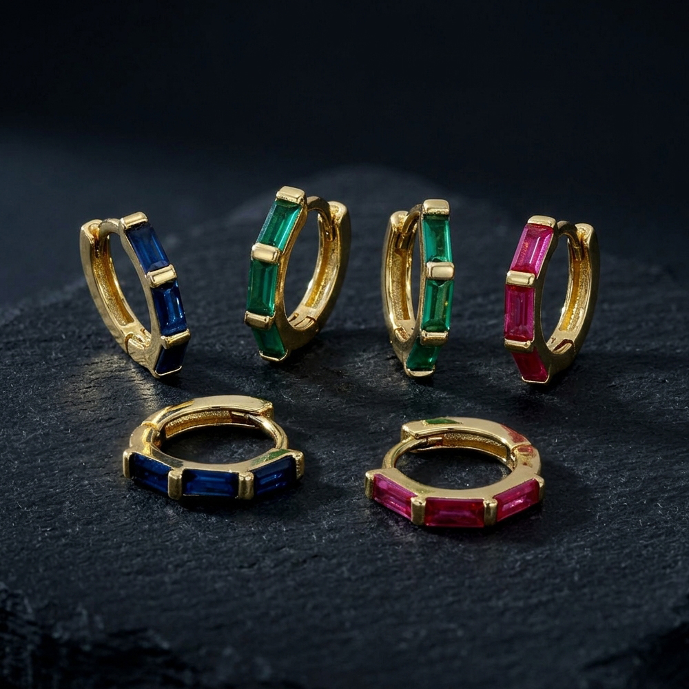 Geometric Earrings For Women With Claw Setting, Electroplated Copper, And 18K Real Gold Plated Featuring Zircon Inlay 5
