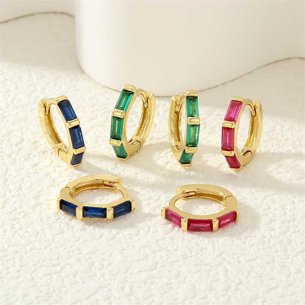Geometric Earrings For Women With Claw Setting, Electroplated Copper, And 18K Real Gold Plated Featuring Zircon Inlay 6