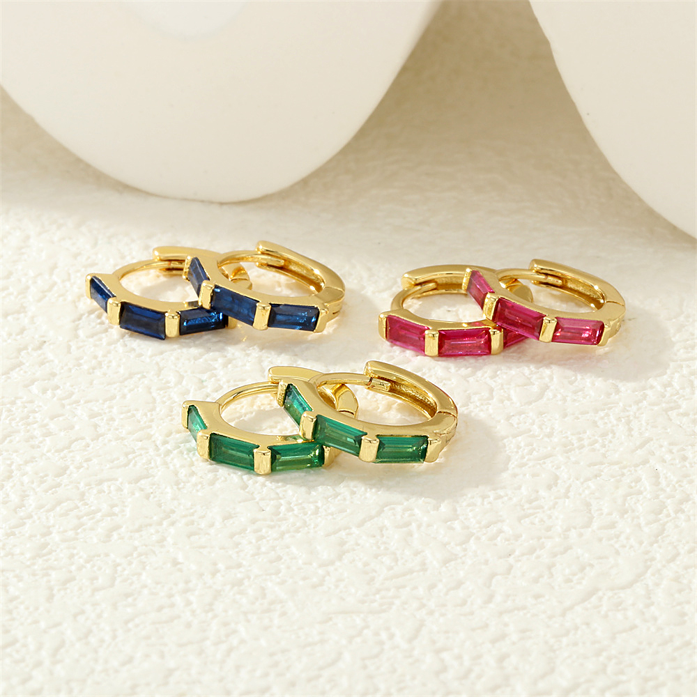 Geometric Earrings For Women With Claw Setting, Electroplated Copper, And 18K Real Gold Plated Featuring Zircon Inlay 7
