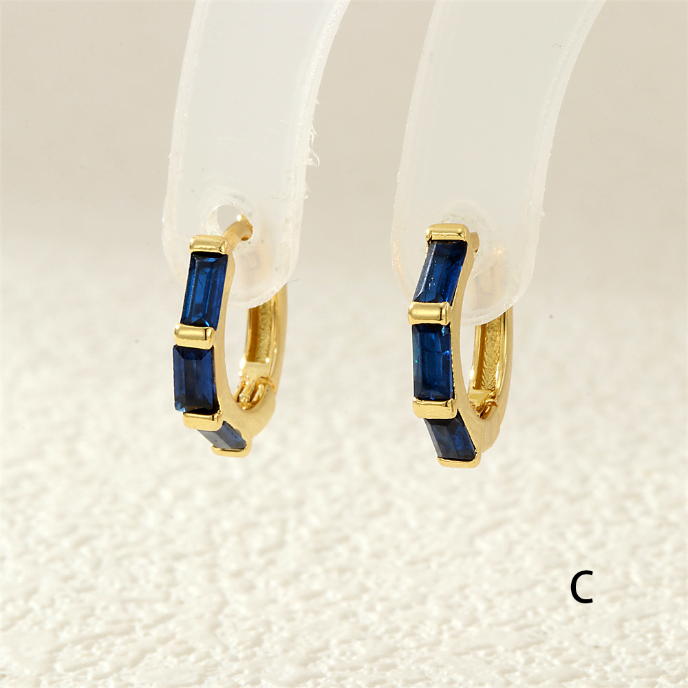 Geometric Earrings For Women With Claw Setting, Electroplated Copper, And 18K Real Gold Plated Featuring Zircon Inlay 10