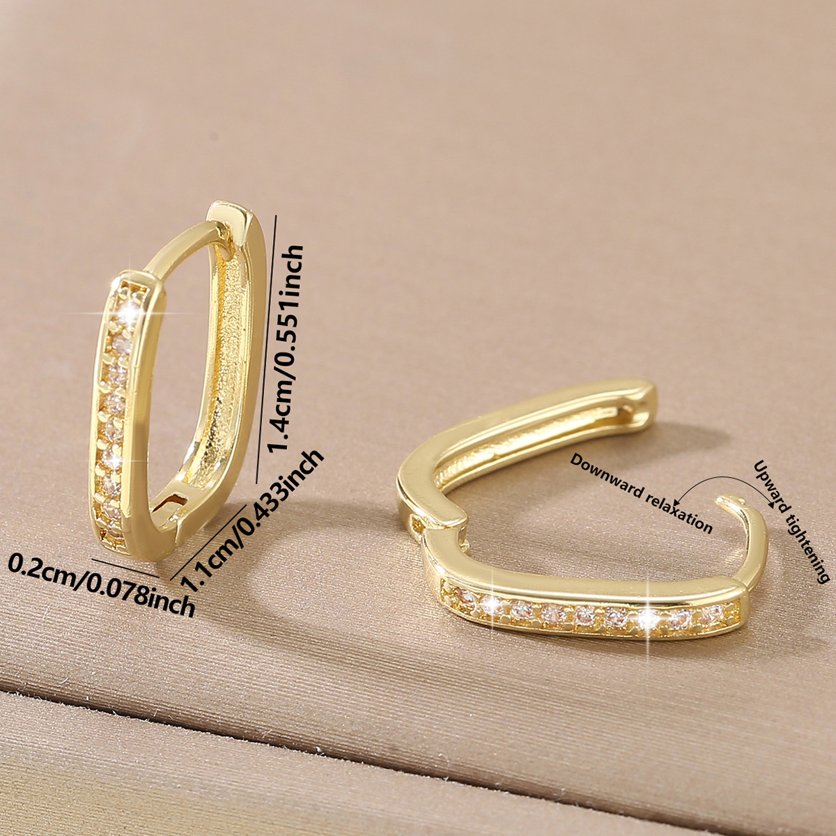 Geometric Earrings For Women In Golden Copper With Electroplated Gold Plating And Zircon Inlay 3