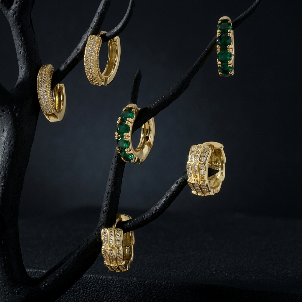 Geometric Earrings For Women Featuring Inlaid Zircon, Electroplated Copper With 18K Real Gold Plating