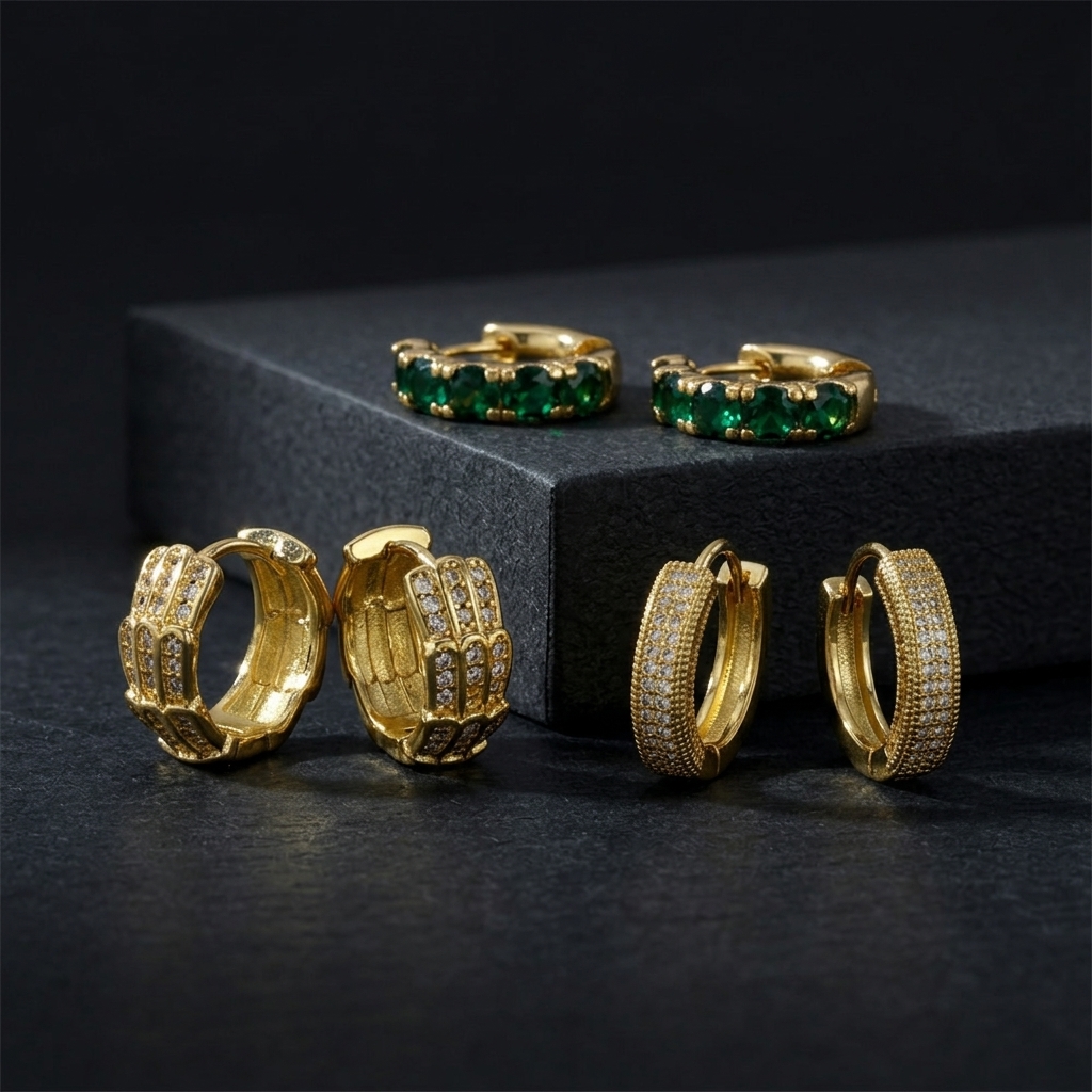 Geometric Earrings For Women Featuring Inlaid Zircon, Electroplated Copper With 18K Real Gold Plating 2