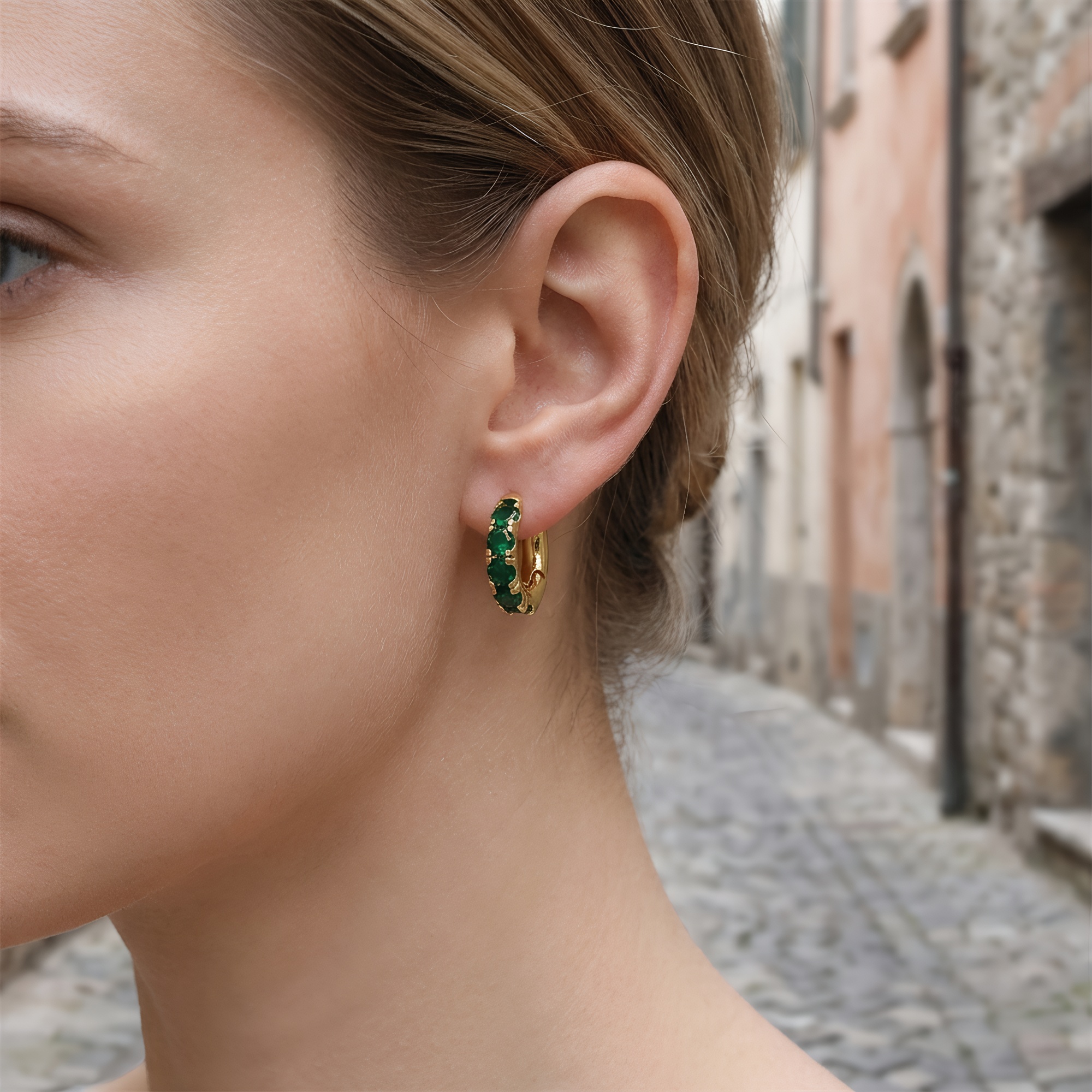 Geometric Earrings For Women Featuring Inlaid Zircon, Electroplated Copper With 18K Real Gold Plating 4