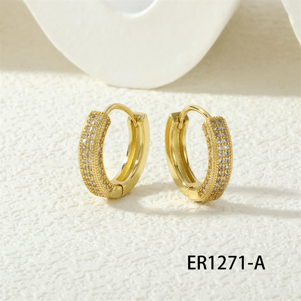 Geometric Earrings For Women Featuring Inlaid Zircon, Electroplated Copper With 18K Real Gold Plating 5