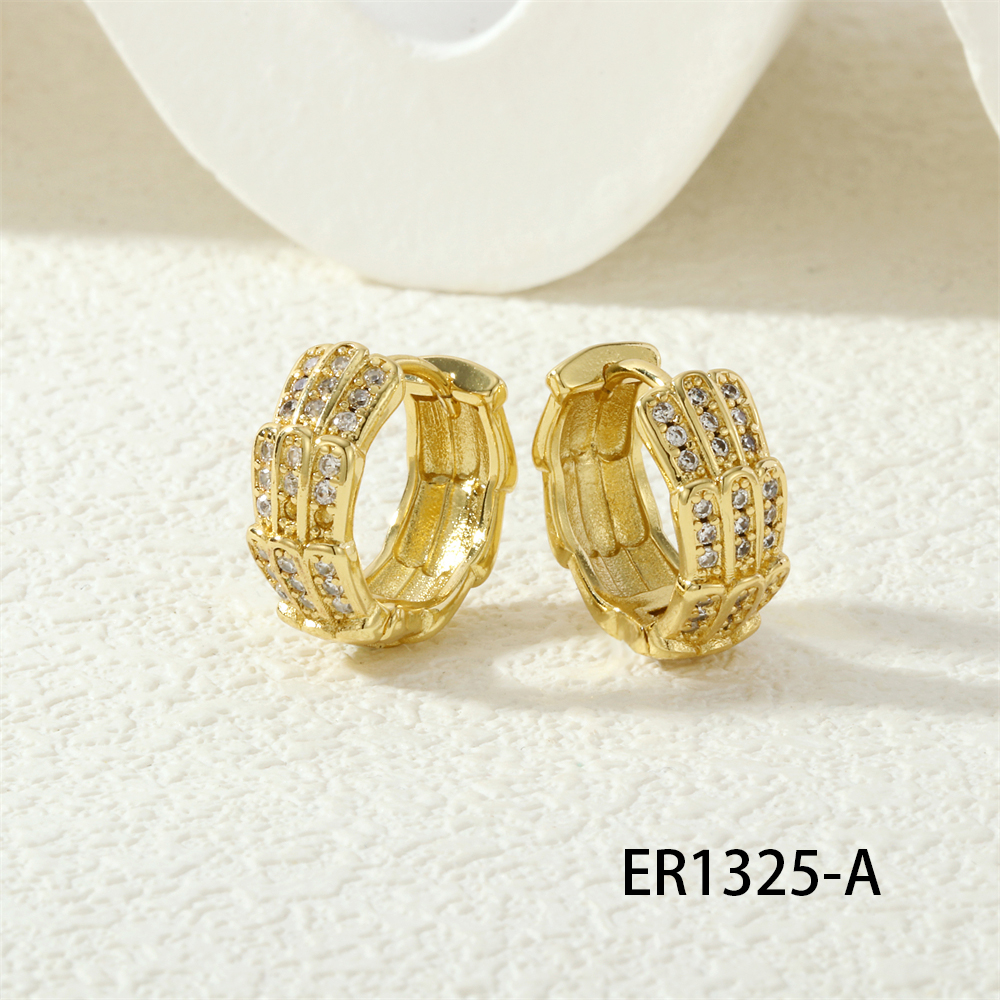 Geometric Earrings For Women Featuring Inlaid Zircon, Electroplated Copper With 18K Real Gold Plating 7