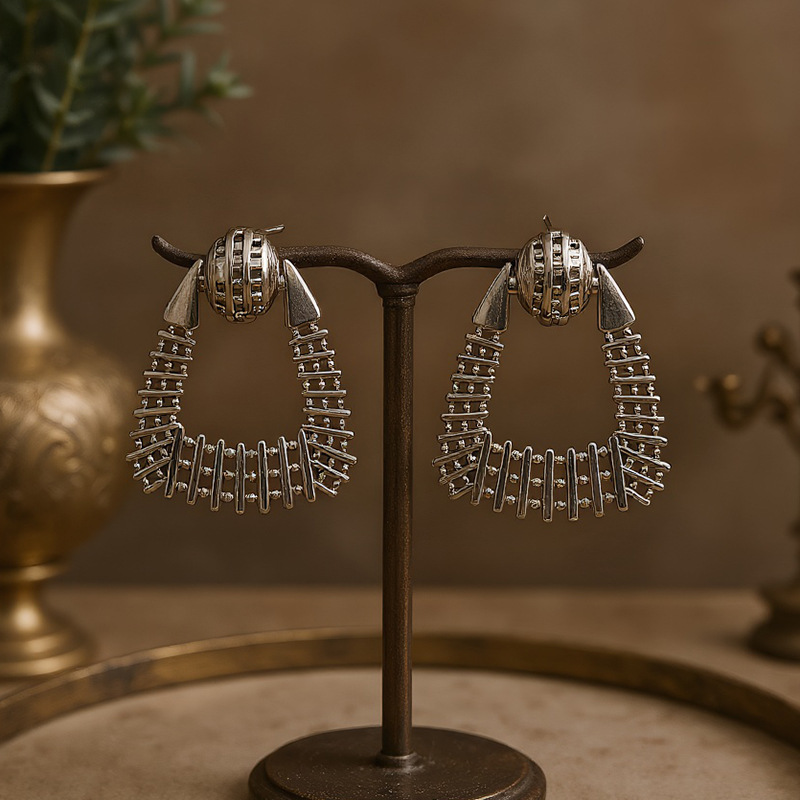 Geometric Earrings For Women With 925 Sterling Silver Posts, Copper Base Electroplated In Maillard Style 3