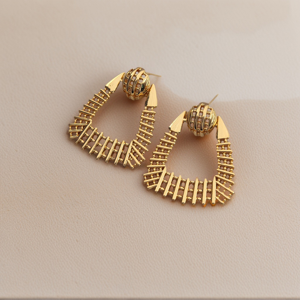 Geometric Earrings For Women With 925 Sterling Silver Posts, Copper Base Electroplated In Maillard Style 4