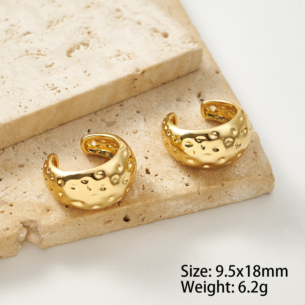 Geometric Electroplated Clip Earrings For Women In Copper With 18K Real Gold Water Plating And Zircon Inlay 5