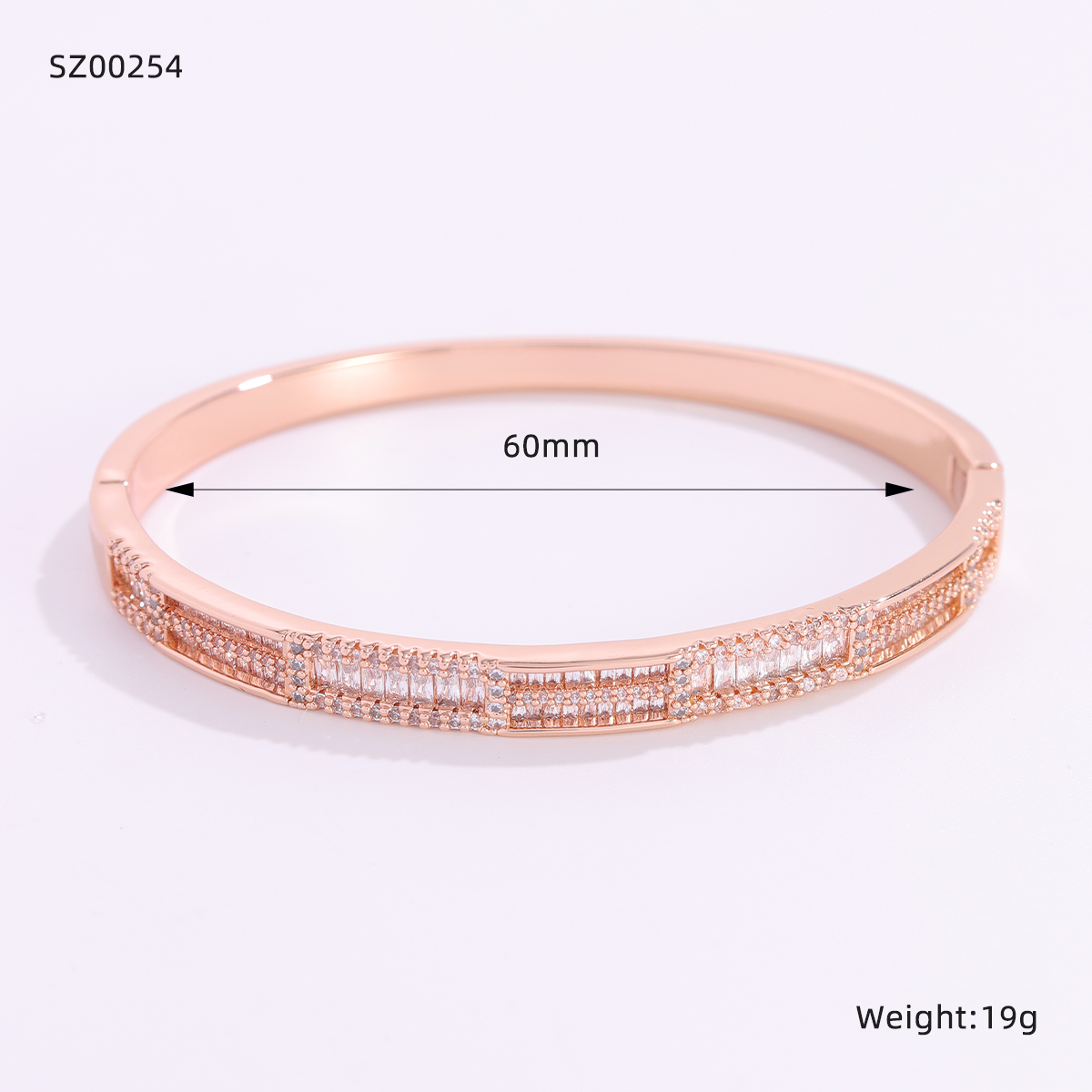 Geometric Electroplated Copper Bangle For Women With Zircon Inlay And Water Gold Plating Process 2