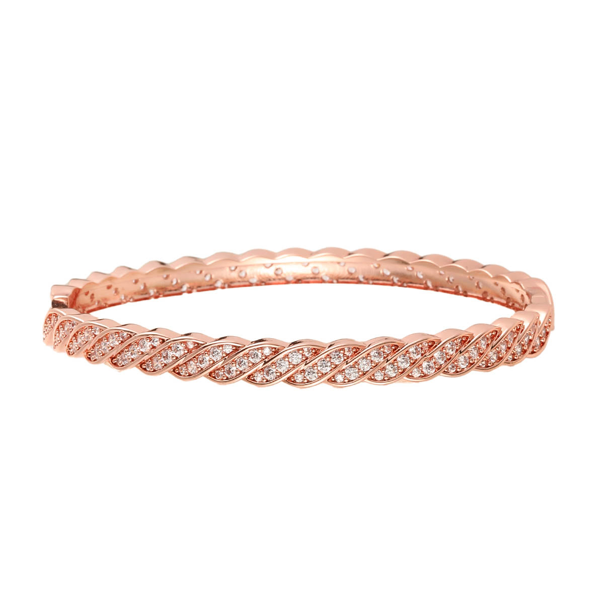 Geometric Electroplated Copper Bangle For Women With Zircon Inlay Featuring Water Plating Process 2