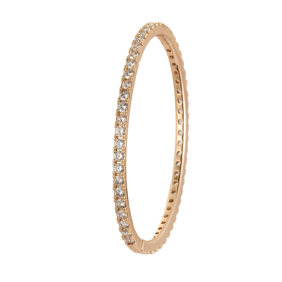 Geometric Electroplated Copper Bangle For Women With Zircon Inlay And Water Plating Process