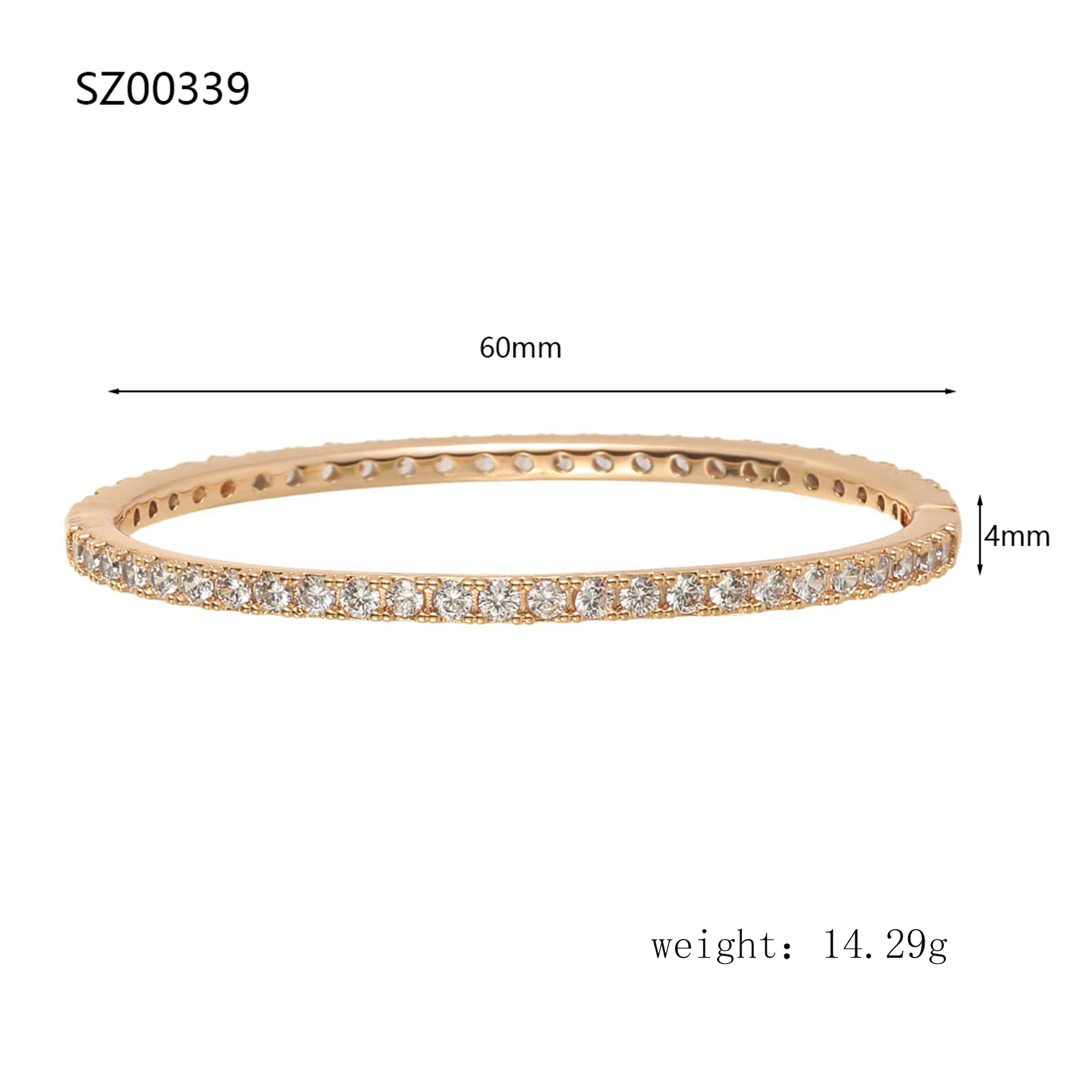 Geometric Electroplated Copper Bangle For Women With Zircon Inlay And Water Plating Process 3