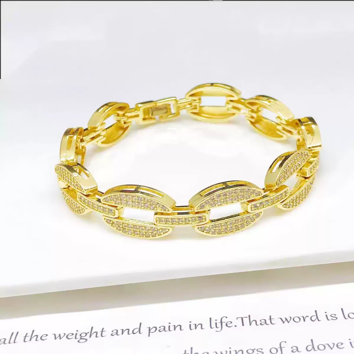 Geometric Electroplated Copper Bracelet For Women With 18K Real Gold Plated PVD Coating And Zircon Inlay On Cable Chain 6