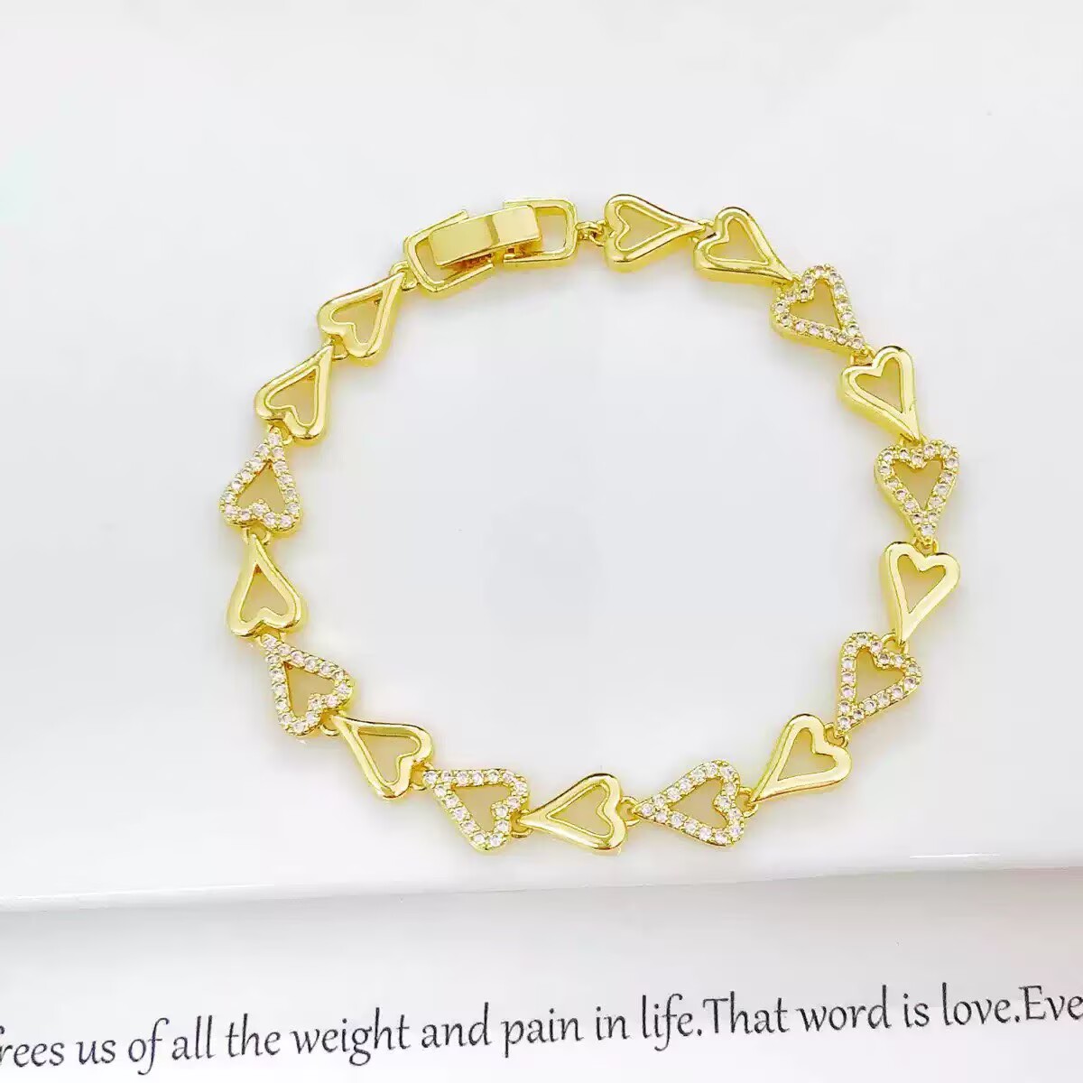 Geometric Electroplated Copper Bracelet For Women With 18K Real Gold Plated PVD Coating And Zircon Inlay On Cable Chain 8