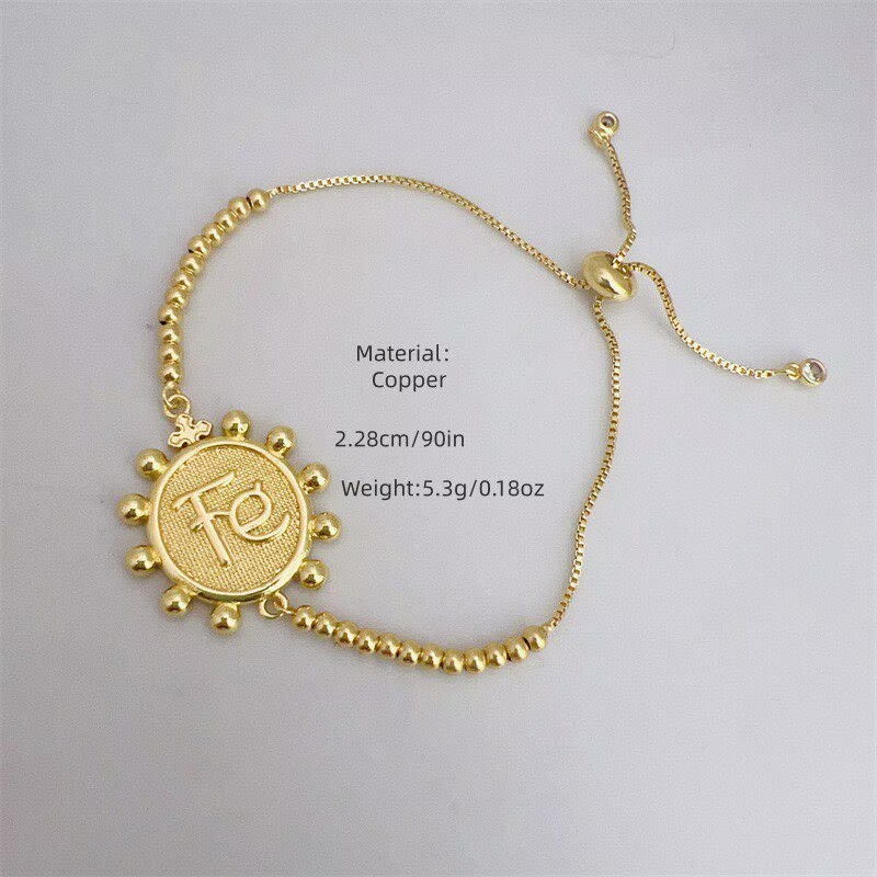 Geometric Electroplated Copper Bracelet For Women With 18K Real Gold Plated PVD Coating And Zircon Inlay, Featuring Slider Chain 3