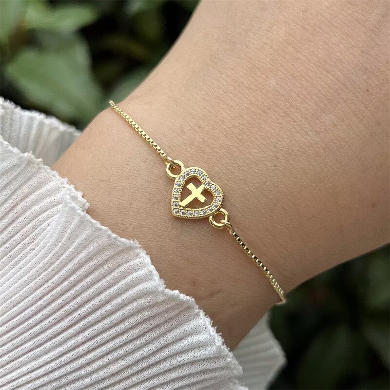 Geometric Electroplated Copper Bracelet For Women With 18K Real Gold Plated PVD Coating And Zircon Inlay, Featuring Slider Chain 6