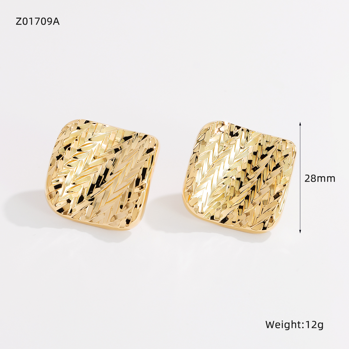 Geometric Electroplated Copper Stud Earrings For Women With 0.03µm Water Plating Thickness 4