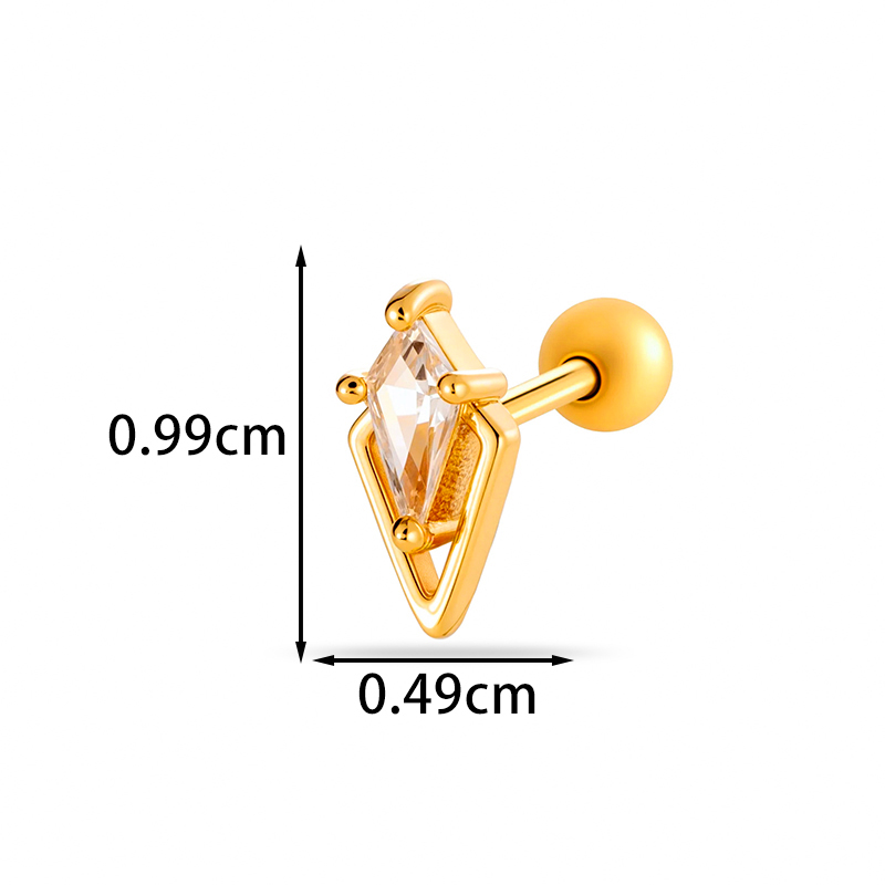 Geometric Electroplated Stud Earrings For Women In Copper With 18K Real Gold Water Plating And Zircon Inlay 5