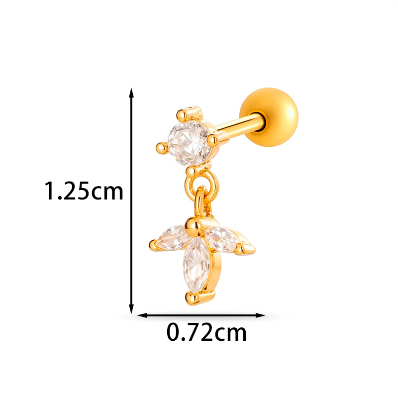 Geometric Electroplated Stud Earrings For Women In Copper With 18K Real Gold Water Plating And Zircon Inlay 8