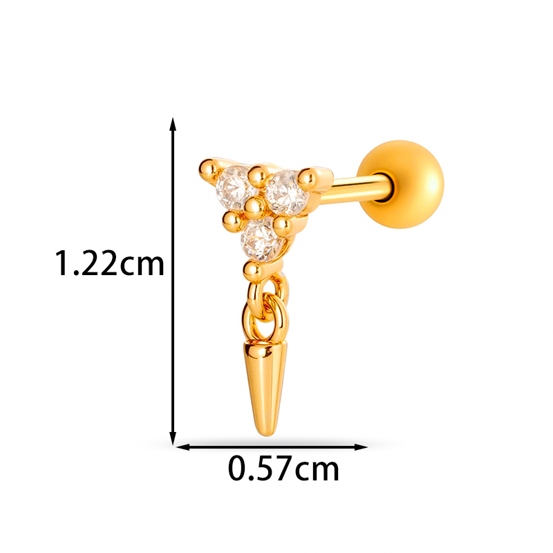Geometric Electroplated Stud Earrings For Women In Copper With 18K Real Gold Water Plating And Zircon Inlay 9