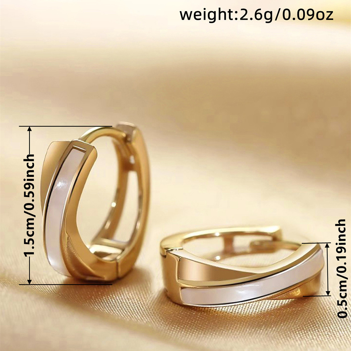 Geometric Enamel Earrings In Copper With KC Golden Water Plating Featuring 0.03µm Thick Coating 6