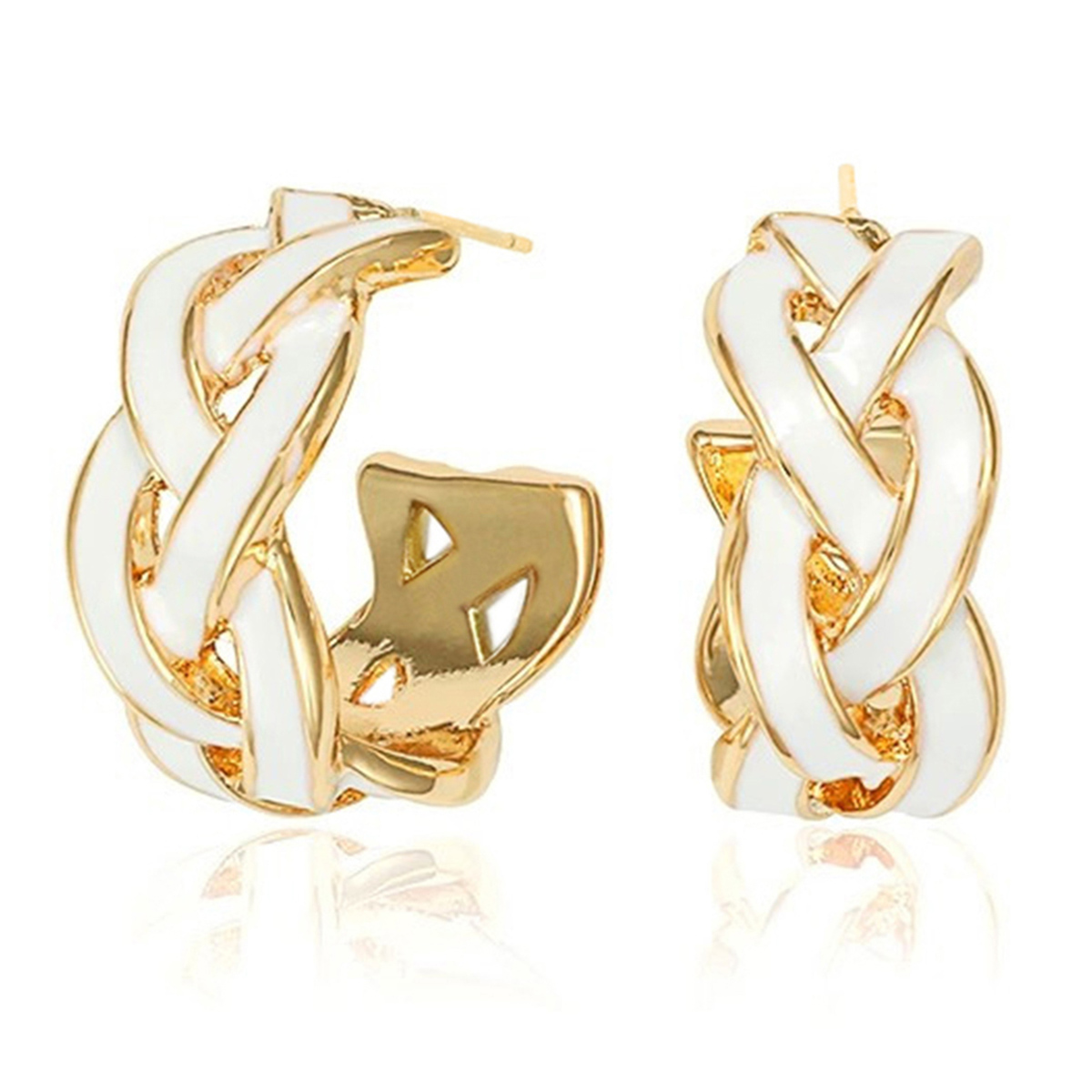Geometric Enamel Earrings For Women In Copper With KC Golden Water Plating And 0.03µm Thick Coating 2