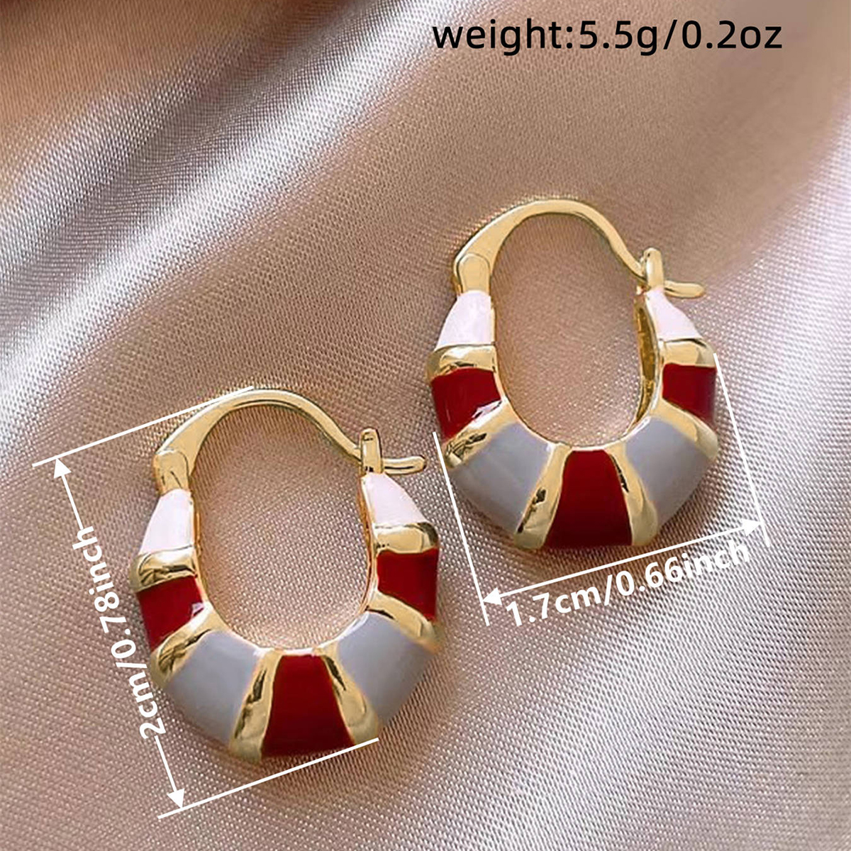 Geometric Enamel Earrings For Women With 0.03µm KC Golden Plated Copper Featuring Water Plating Process 4