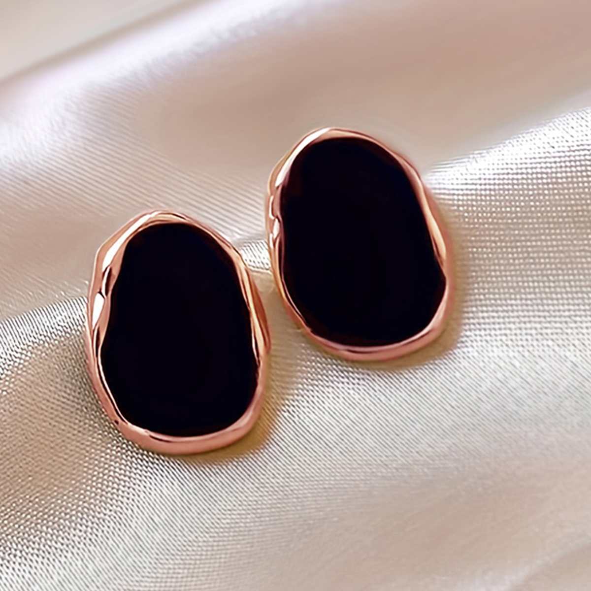 Geometric Enamel Stud Earrings For Women In Copper With KC Golden Water Plating And 0.03µm Thickness 2